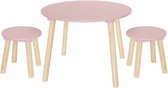 Jabadabado - Houten tafel met 2 krukjes - Roze