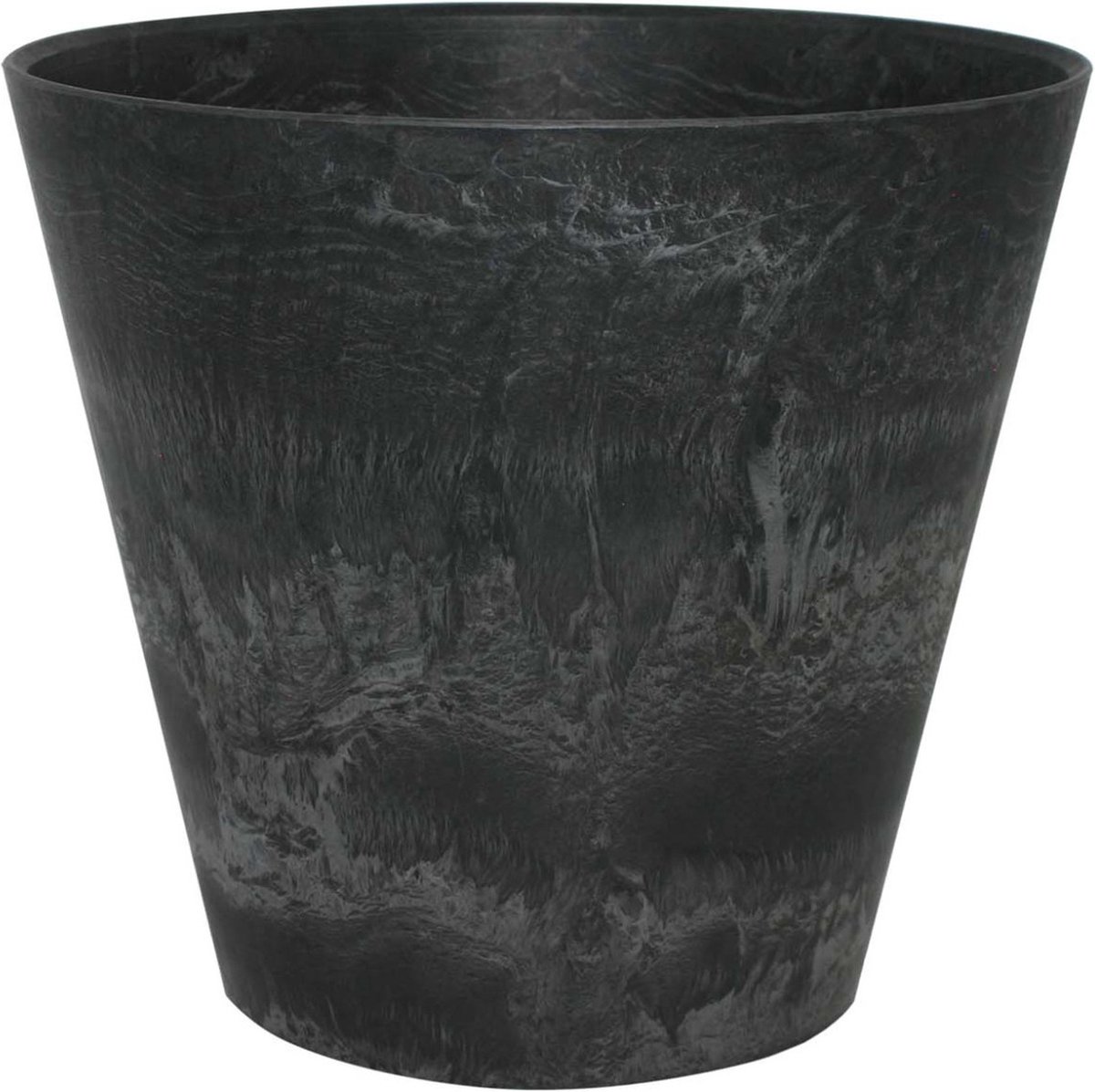Ter Steege Plantenpot/bloempot - natuursteen look zwart - D17 x H15 cm