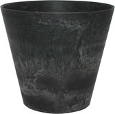 Steege Plantenpot/bloempot - natuursteen look - zwart - D17 x H 15 cm