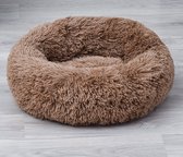 Fluffy mand “Bruine Beer” | Kat | Hond | Zachte kattenmand | Luxe hondenmand Wasbaar | 55cm donut
