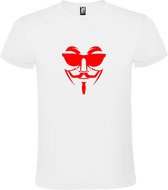 Wit T shirt met print van " Vendetta " print Rood size XL