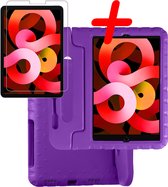 iPad Air 5 Hoes Kinderhoes Met Screenprotector - iPad Air 5 Screenprotector Glas - Kindvriendelijke iPad Air 2022 Cover Kids Case Paars