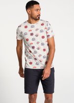 J&JOY - T-Shirt Mannen 14 Praia Stickers Print