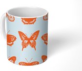 Mok - Koffiemok - Insect - Vlinder - Oranje - Retro - Design - Mokken - 350 ML - Beker - Koffiemokken - Theemok