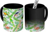 Magische Mok - Foto op Warmte Mokken - Koffiemok - Jungle - Vogel - Patronen - Magic Mok - Beker - 350 ML - Theemok