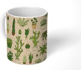 Mok - Koffiemok - Patronen - Cactus - Planten - Mokken - 350 ML - Beker - Koffiemokken - Theemok