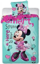 KD® - Minnie Mouse, Smart, Strong & Here To Help! - Dekbedovertrek - Eenpersoons - 140 x 200 cm - Katoen