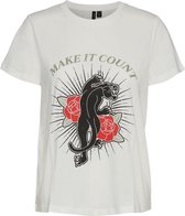 Vero Moda T-shirt Vmmima Francis Ss Top Jrs Lcs 10268246 Snow White/make It Co Dames Maat - L