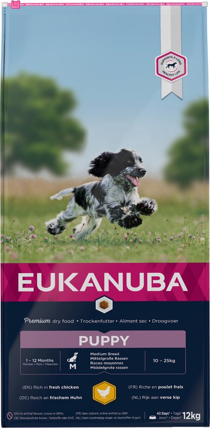 Eukanuba Growing Puppy Medium Breed Kip - Hondenvoer - 12 kg