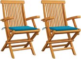 Luxiqo® Set van 2 Klapstoelen – Incl. Kussens – Campingstoelen – Tuinstoelen Inklapbaar – Tuinstoel Set – 2 Stuks – Hout/Blauw – 55 x 60 x 89 cm