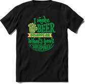 I make beer disappear | Feest kado T-Shirt heren - dames | Groen | Perfect drank cadeau shirt |Grappige bier spreuken - zinnen - teksten