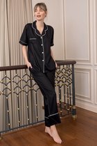 Seamlife Homewear - Dames Pyjama Set - BIO - Kort - Zwart - (L)