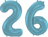 Folieballon 26 jaar metallic pastel blauw mat 86cm