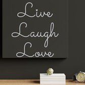 Stickerheld - Muursticker "Live Laugh Love" Quote - Woonkamer - Liefde - Engelse Teksten - Mat Lichtgrijs - 32x27.5cm