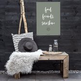 MOODZ design | Tuinposter | Buitenposter | Food, friends, sunshine | 50 x 70 cm | Groen