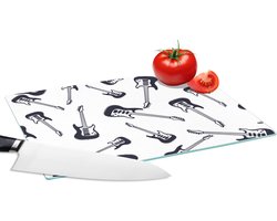 Glazen Snijplank - 28x20 - Tiener - Gitaar - Muziek - Patronen - Snijplanken Glas