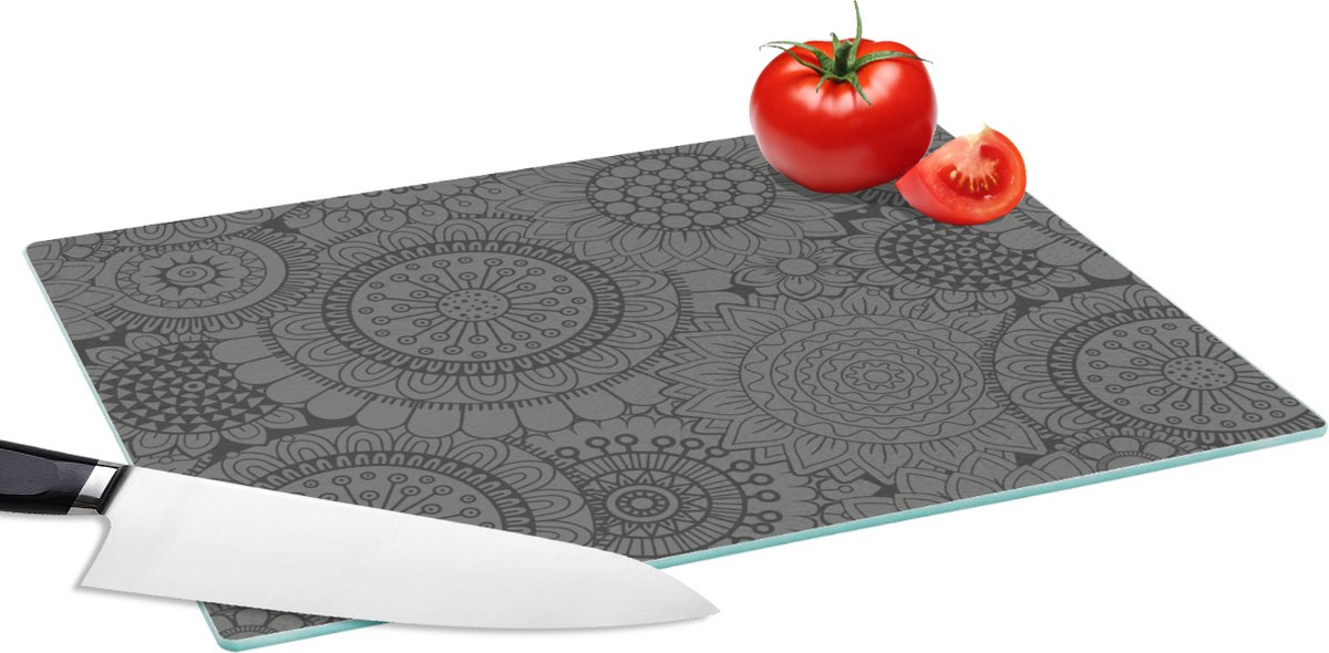 Glazen Snijplank - 39x28 - Design - Bohemian - Zonnebloem - Snijplanken Glas