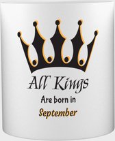 Akyol - All kings are born in September Mok met opdruk - kings - Jarige - leuk om kado te geven - 350 ML inhoud