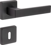Zwarte deurklinken Kubo met sleutelplaatjes per paar