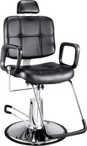 Luxiqo® Kappersstoel met Voetensteun – Behandelstoel – Salonstoel – Barbierstoel – Kappersstoel Verstelbaar – Zwart – Leer