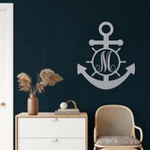 Wanddecoratie | Anker / Anchor  decor | Metal - Wall Art | Muurdecoratie | Woonkamer |Zilver| 63x76cm