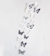 Vlinder decoratie zwart wit 18 stuks