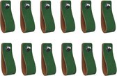 leren handgreep MAAT S 3cm breed 15cm lang VOORDEEL set van 12 stuks zonder bouten Groen