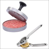 MT Deals - Kook set - Hamburgerpers - Maak zelf hamburgers - Citruspers - citroenperser - BBQ tools - Koken - Vaderdag cadeau