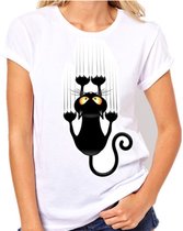 T-shirt kat nagels - Dames t-shirt - wit dames shirt - Dames kleding - Dames mode - Vrouwen t-shirt - Shirt voor vrouwen