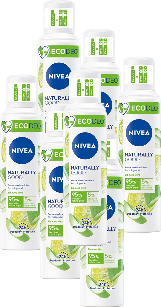 Goedkoopste NIVEA Ecodeo Naturally Good Deodorant Spray - Met Aloë Vera - Beschermt 24 uur - 6 x 125 ml - Voordeelverpakking