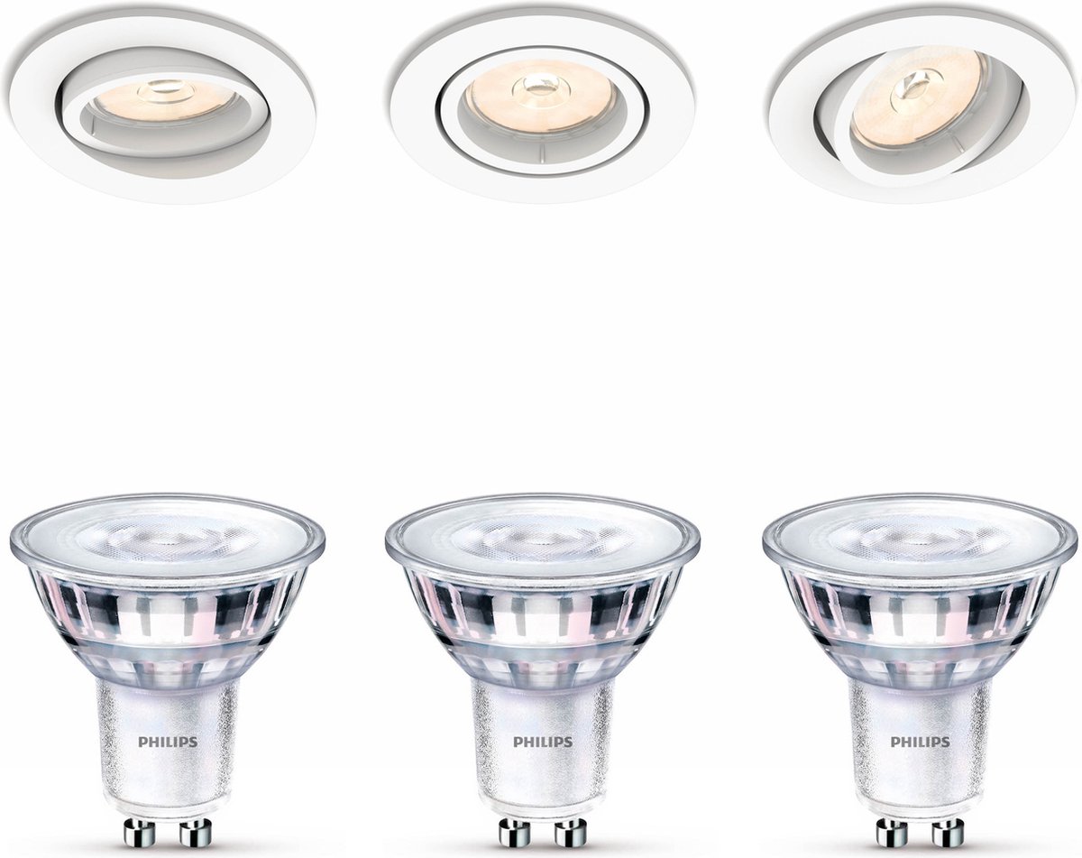Philips Enneper inbouwspot - wit - 3 lichtpunten - Incl. Philips LED Scene Switch Gu10 50W
