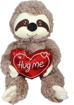Luiaard Lichtbruin met Hart 'Hug Me' Pluche Knuffel 40 cm - Plush Toy | Liefdes i love you knuffeldier Moederdag Knuffelpop teddybeer knuffelbeer voor kinderen jongens meisjes | Ro
