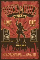 Wandbrod - Rock And Roll Concert Live Fast Die Young - 30x40cm