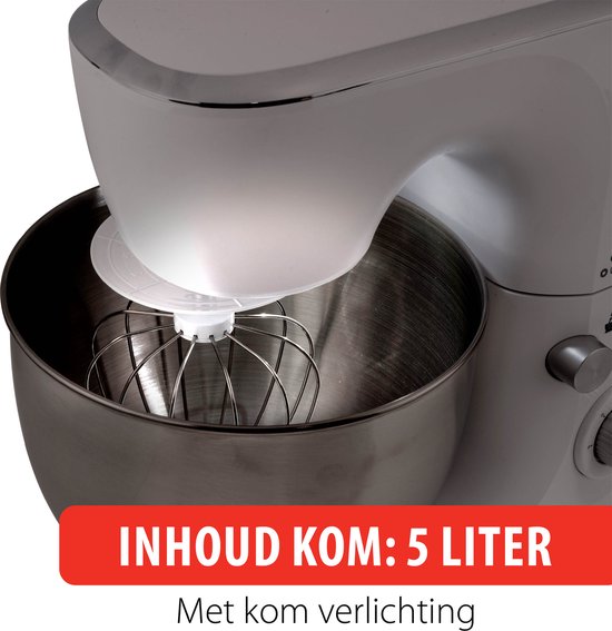alpina Keukenmachine - Keukenrobot - 5L RVS Mengkom - 3 Accessoires - Wit van Alpina — afbeelding 4