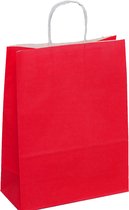 25x Papieren Draagtassen met Gevlochten Oren - 18x8x22cm - rood / papieren tassen Kraft Papieren Tasjes Met Handvat/ Cadeautasjes met gedraaid handgrepen / Zakjes/