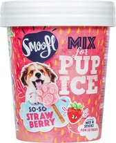 Smoofl puppy traktaties - Puppy navulset om jouw eigen honden ijs te maken, gezonde puppy snack met verfrissend effect, 2 mixes met Aardbeien smaak en 10 eetbare kauwstaafjes