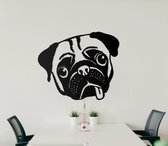 HOUTEN WANDDECORATIE / WOODEN WALL DECORATION - MUURDECORATIE / WALL ART - MOPSHOND / PUG - 74 x 62cm - ZWART / BLACK - NEDERLANSE BULLDOG / MASTIFF - HONDEN / DOGS - DESIGN WANDFIGUUR - TREN