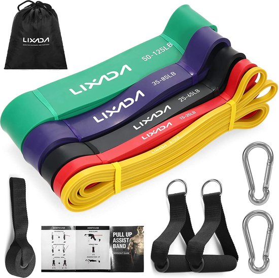 URBANKR8 - Professionele Fitnessbanden 5 stuks weerstandsbanden - elastische 100% natuurlijk latex