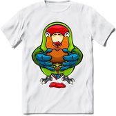 Lekkerbek papegaai T-Shirt Grappig | Dieren vogel agapornis Kleding Kado Heren / Dames | Fastfood Cadeau shirt - Wit - S