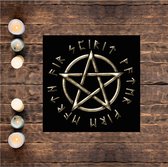 Celtic Tree - Kunststof Altaar Kleed - Runen Pentagram - 45x45cm - Zwart - Bruin - Wicca - Heks - Hekserij - Magisch - Mystiek - Ritueel - Altaarkleed