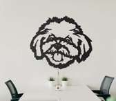 HOUTEN WANDDECORATIE / WOODEN WALL DECORATION - MUURDECORATIE / WALL ART - MALTESER - 100 x 86cm - ZWART / BLACK - HONDEN / DOGS - DESIGN WANDFIGUUR - TRENDY & HIP WOONKAMER