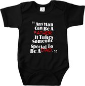 Rompertjes baby met tekst - Any man can be a father - Romper zwart - Maat 50/56