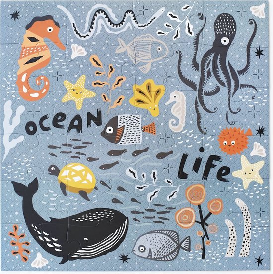 Thumbnail van een extra afbeelding van het spel Wee Gallery - Floor Puzzle - Ocean Life - puzzel - grote stukken