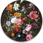 Vase Cercle Mural Avec Fleurs | ⌀ 80 cm | Décoration murale | Cercle de mur à l'intérieur | Forex | Peintures rondes