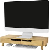 Mara Monitorstandaard - Computerstandaard - 2 Lades - Bamboe - 56 x 23 x 12 cm