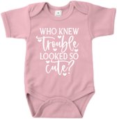 Romper - If only trouble looked so cute - Roze Maat 68 - Kraamkado - Baby - Tekst Romper