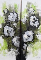 Schilderij Jochem de Graaf - bloemen tweeluik tweemaal 30 x 90 cm