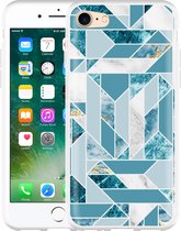 iPhone 7 Hoesje Blauw Marmer Patroon - Designed by Cazy