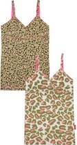 Claesen's hemdje meisje Neon Leopard 2-pack maat 152-158
