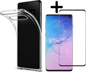 Foonig Silicone Hoesje Transparant + Screenprotector - Geschikt Voor Samsung Galaxy S10